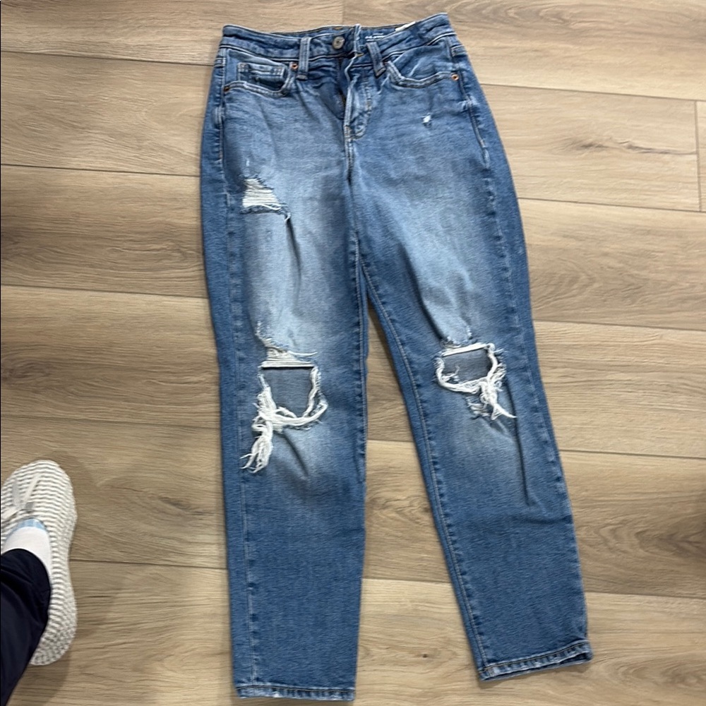 Old Navy Blue Boyfriend Jeans with Distressed Details